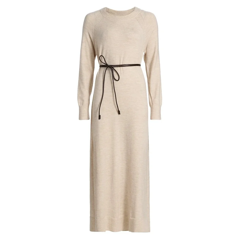 Rag & Bone Belted Maxi Sweater Dress Size XS Ivory Wool Blend Loren $498